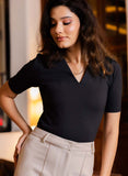 Curve V Neck Ponte Top