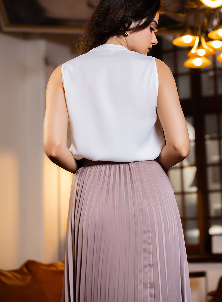 Pleated Printed Skirt