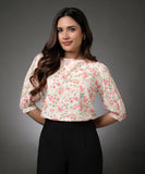 Half Sleeve Floral Chiffon Top