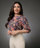 Half Sleeve Printed Chiffon Top