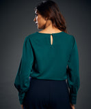 Front Detailed And Long Sleeve Chiffon Top