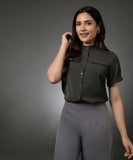 Gold Button Attached Grey Top