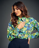 Bold Printed Longe Sleeve Green Shirt