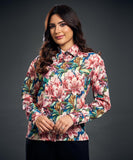 Bold Printed Longe Sleeve Chiffon Shirt