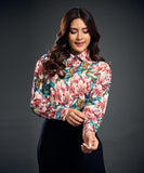 Bold Printed Longe Sleeve Chiffon Shirt