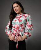 Puffed Sleeve Floral Peplum Top