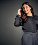Work Wear Satin Black blouse