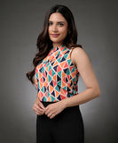 Sleeveless Printed Chiffon Top