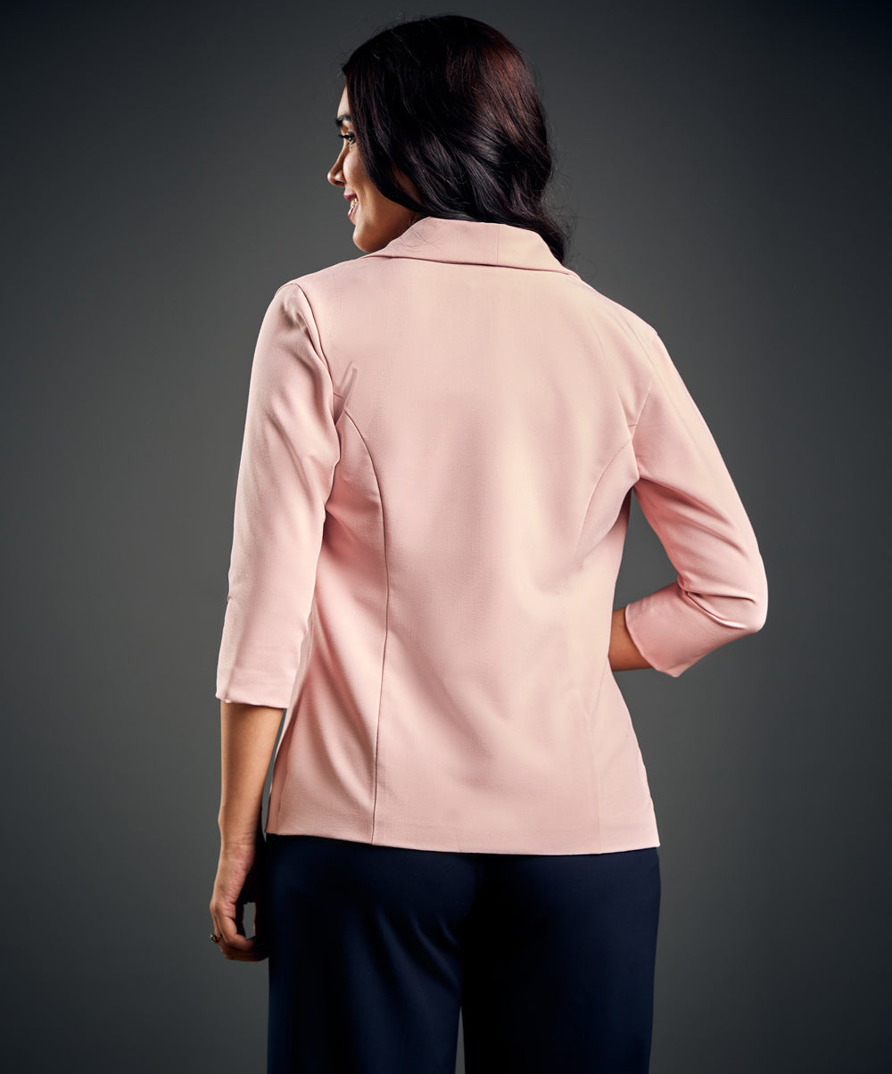 3/4 Sleeve Pink Office Blazer