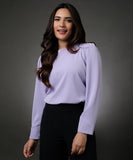 Embroidered Long Sleeve Lavender Top