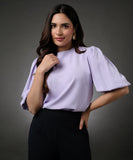 Round Neck Lavender Sleeve Elasticated Top