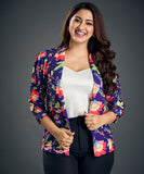 fire flower printed floral blazer