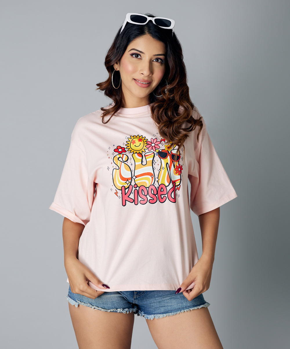 sun kissed oversize light pink tshirt