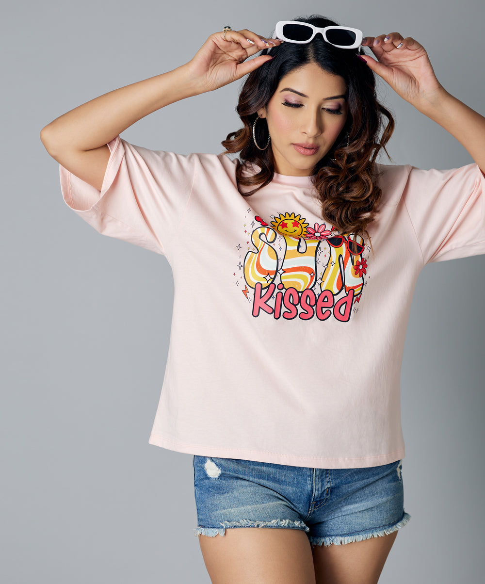 sun kissed oversize light pink tshirt