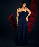 Navy Blue Frilled Maxi Dress