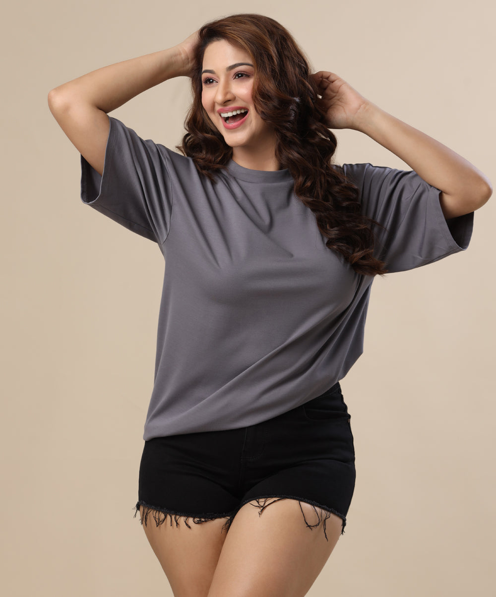 grey oversized basic crew neck tshirt