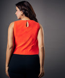 sleeveless basic solid orange chiffon top