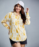 Oversized Chiffon Yellow Printed Shirt