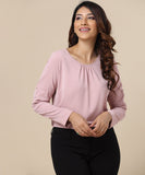 long sleeve scoop neck pastel top