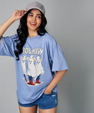 oversize light blue boo haw tshirt