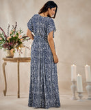 printed cotton braided blue maxi