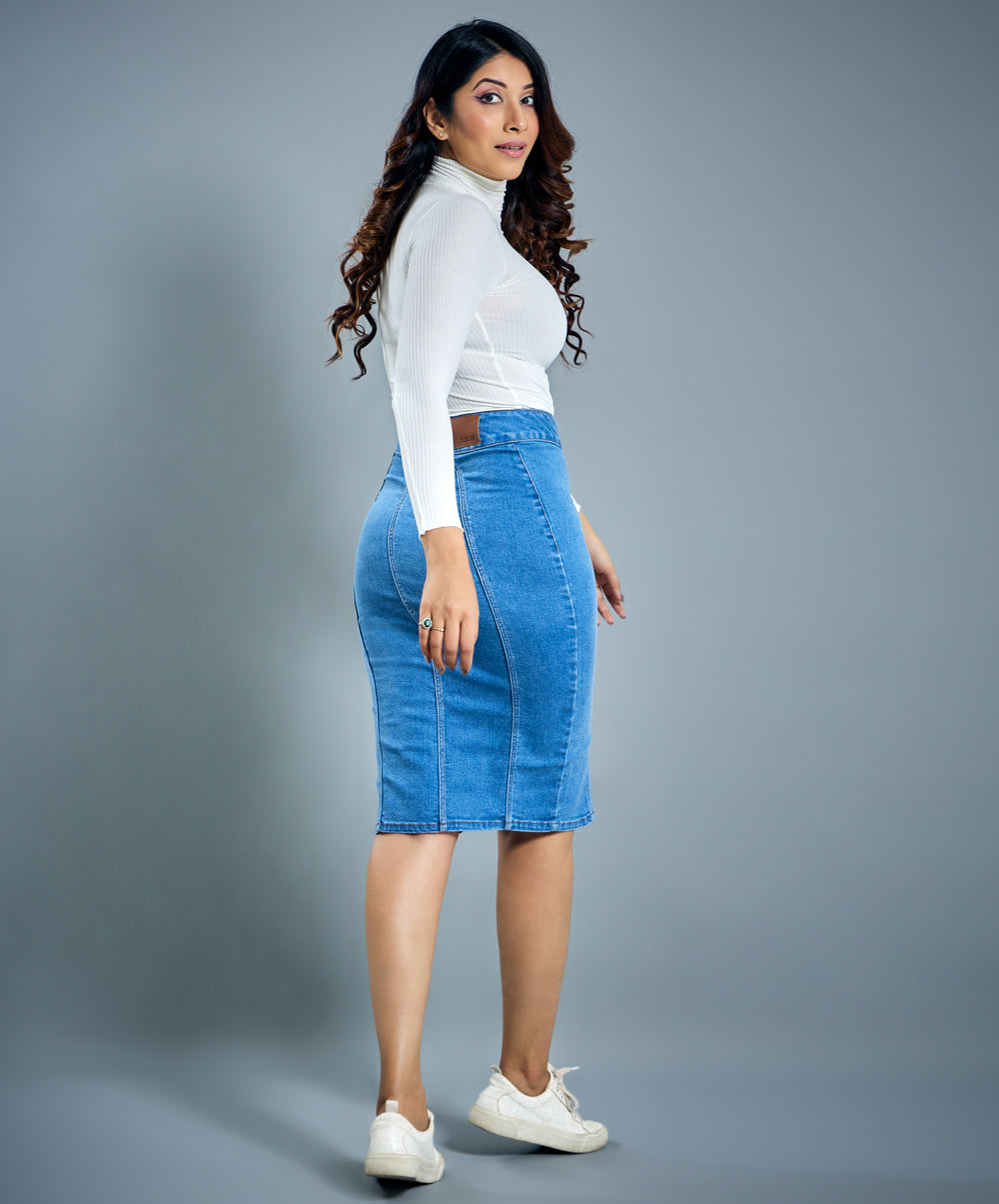 Front Slit bodycon Denim Skirt