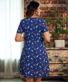 front buttoned short sleeve printed dress