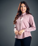 Pink Work Wear Satin Shirt Blouse