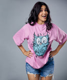 electric owl printed oversized tshirt