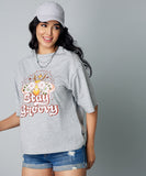 stay groovy oversize gray marl tshirt