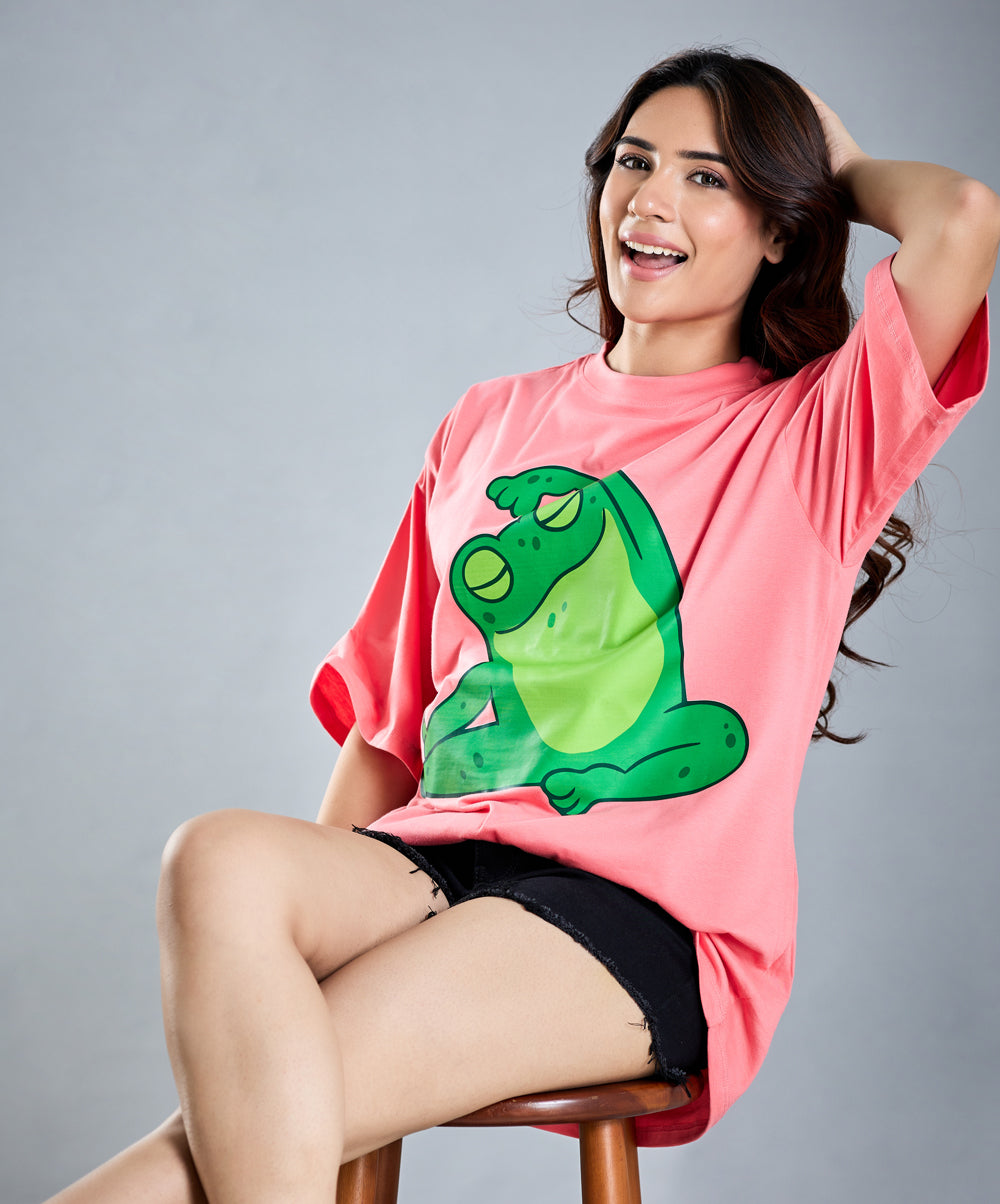 Oversize Hot Pink Frog T-Shirt