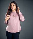 Pink Work Wear Satin Shirt Blouse