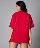 oversize maroon printed tshirt