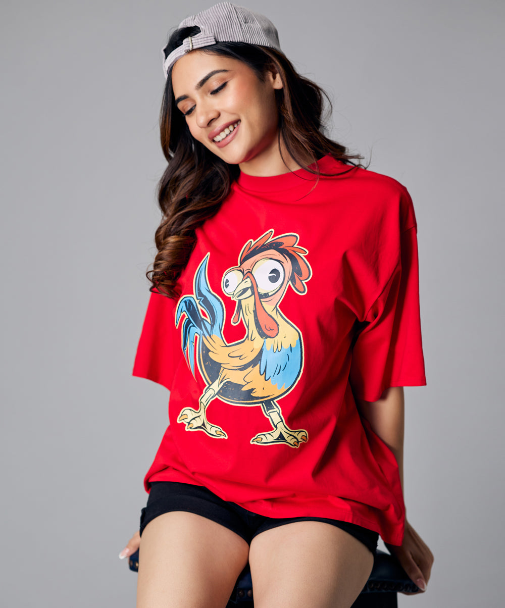 oversize red chick tshirt