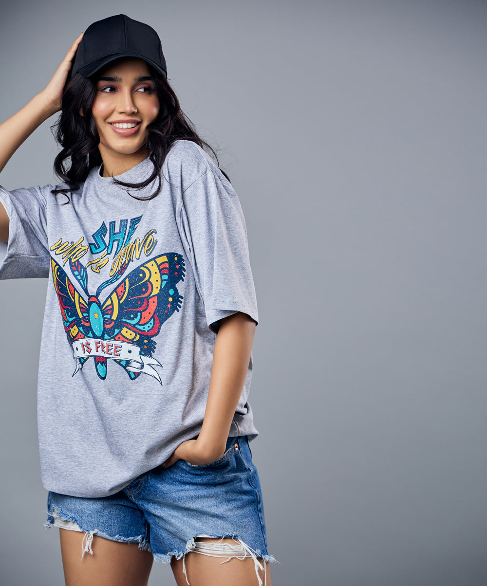 butterfly printed oversized tshirt