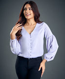 Lavender Chiffon Long Sleeve Top