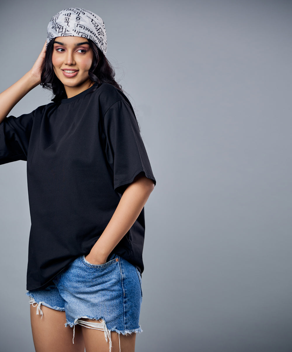 black solid oversized tshirt