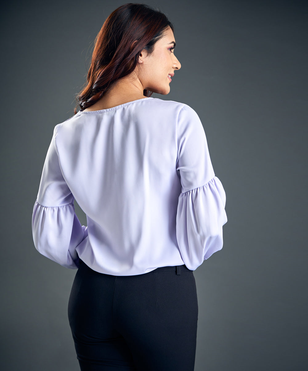 Lavender Chiffon Long Sleeve Top