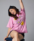 oversize samen pink floral tshirt