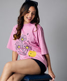 oversize samen pink floral tshirt