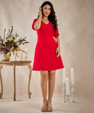 sleeve embroidered red dress