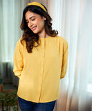 subtle puffed sleeve yellow cotton top