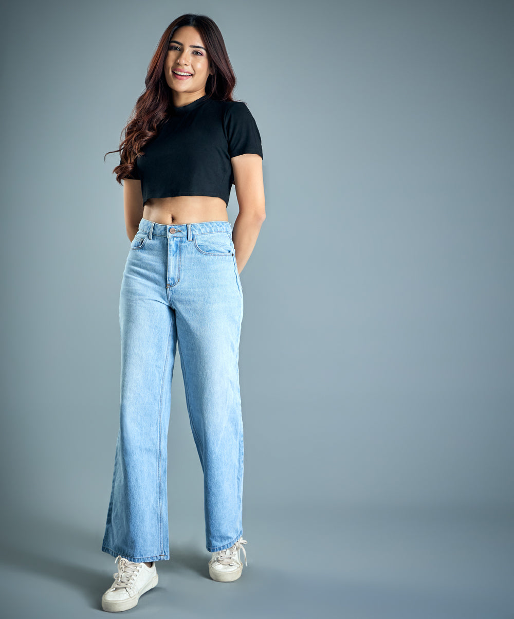 High-Waisted Wide Leg Jeans