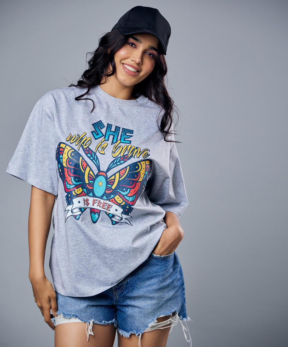 butterfly printed oversized tshirt