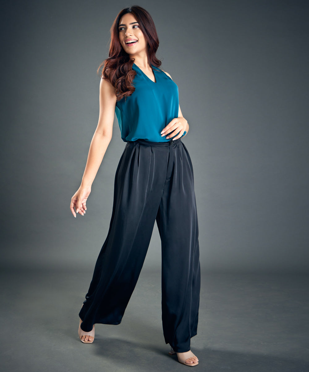 Pleated Satin Trouser