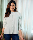 subtle puffed sleeve mint cotton top