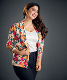 multi colored floral printed blazer