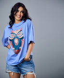 owl printed oversized tshirt