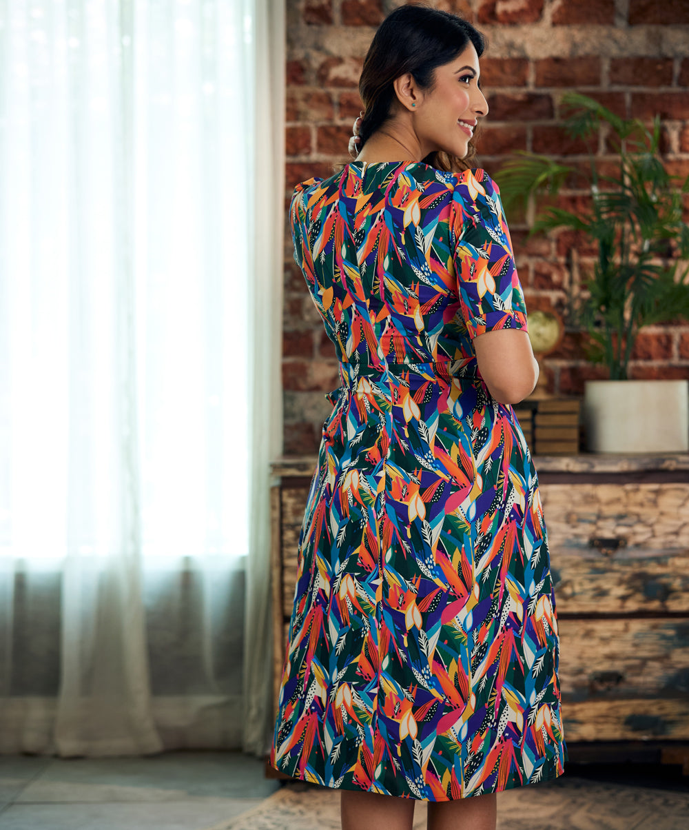 half sleeve bold printed shift dress