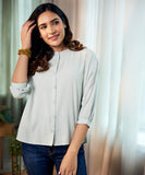 subtle puffed sleeve mint cotton top